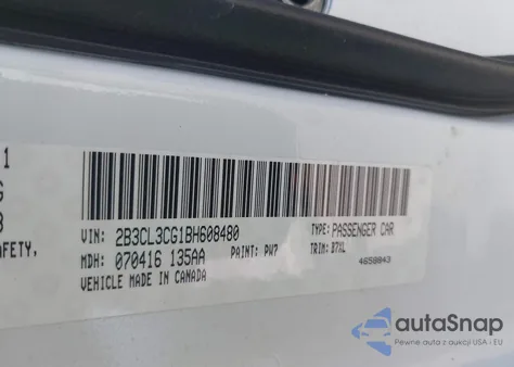 2011 Dodge Charger from USA, damaged, VIN 2B3CL3CG1BH608480